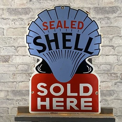 SHELL Enamel Sign 23.6x16.9" (60x43cm) Oil Garage Vintage Unique Wall Decoration - Image 1 of 4