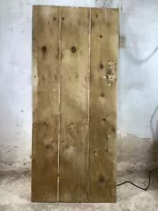 30"X 67 7/8" Very Old Internal Stripped Pine 3 Plank Ledge Door Reclamation - Picture 1 of 12
