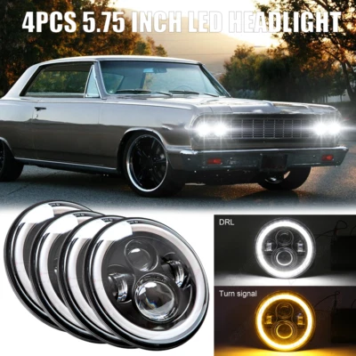 4PCS 5-3/4" 5.75" Round LED Headlights Hi/Lo Fits Chevy Chevelle 1964-1970 - Image 1 of 4
