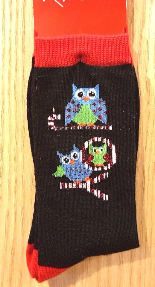 Kim Black-Multi Owl Christmas Novelty Socks - Image 1 of 1