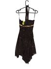 Vintage Womens Midi Dress M Brown 100 Polyester Sleeveless Midi V Neck A Line