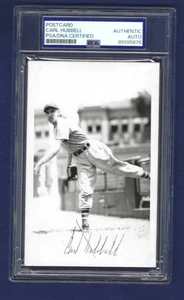 Carl Hubbell NY Giants Baseball Autographed Brace Postrcard Photo PSA SLABBED - Picture 1 of 1