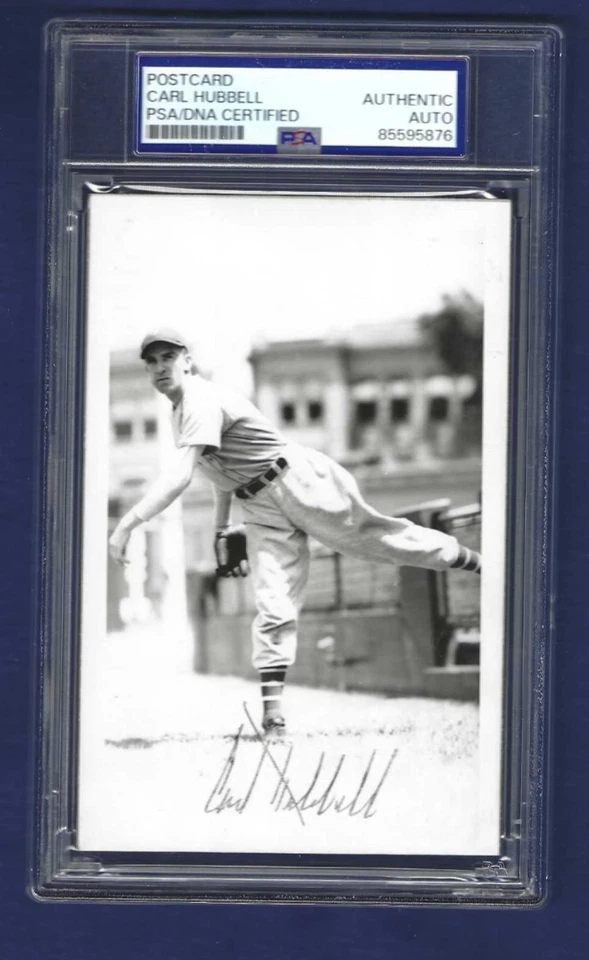 Carl Hubbell NY Giants Baseball Autographed Brace Postrcard Photo PSA SLABBED - Image 1 of 1