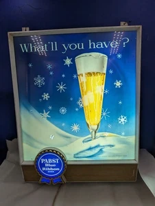 PBR de 1950 ¿Qué tendrás? Barra de metal iluminado letrero Pabst cinta azul SIN MOVIMIENTO - Imagen 1 de 10