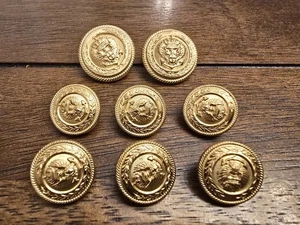 8 Waterbury  Brass Gold Tone Anchor Crown Eagle Crest Blazer Replacement Buttons - Picture 1 of 4
