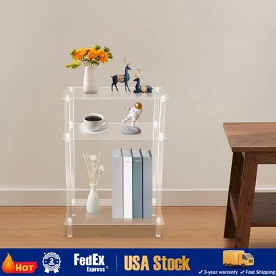 Acrylic Narrow Side Table 7" Wide Skinny Nightstand/Bedside Slim Small End Table - Image 1 of 4