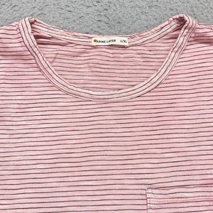 Marine Layer Shirt Adult L/XL Pink Blue Striped Cotton Blend Pocket Tee Mens - Picture 1 of 15