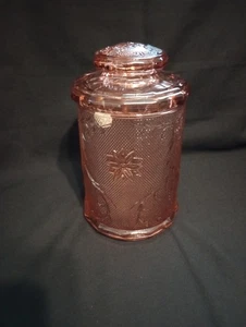 Tiara Indiana 9" großer Kanister rosa/pfirsich Sandwich Glas neu mit Etikett - Bild 1 von 8