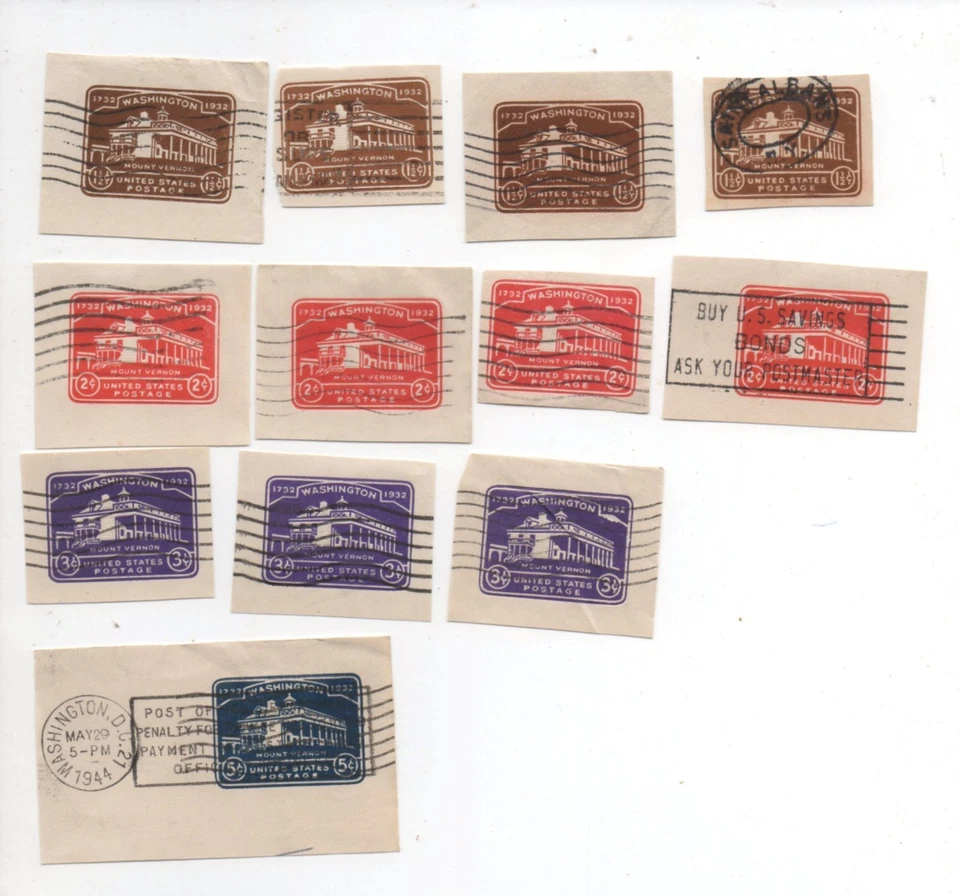 United States used cut square U524 x4 U525 x4 U526 x2 U528 - Image 1 of 1