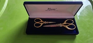 Klasse Gold Plated 2 Piece Fine Scissor Set with velvet case Made In Italy - Picture 1 of 5