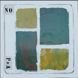 936-937-25* NO N1 P.d.A. olio su 'collage' Marilyn Monroe cart.no veg.le 30x30  - Foto 1 di 4