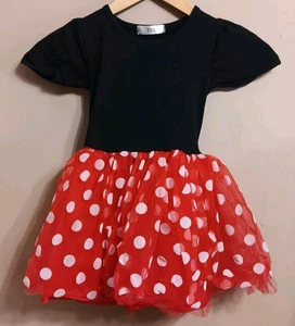 Red White Polka Dot Tutu Party Dress Toddler Sz 130/6-8 US Minnie Mouse Dress Up - Picture 1 of 6
