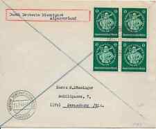 Germany, Alpenvorland, block of 4 1944 stamps to Strassburg, Klausen cancel