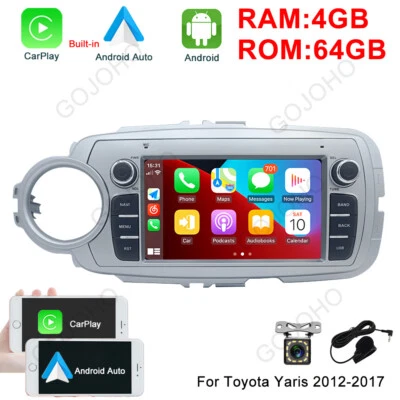 64GB Car Stereo For Toyota Yaris 2012-2017 Radio GPS Navi CarPlay Android 13 BT - Image 1 of 4