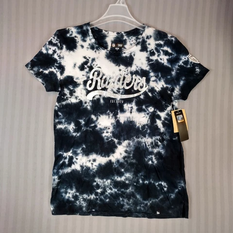 Las Vegas Raiders Shirt Womens Medium Tie Dye Black Silver T Shirt NFL Cover