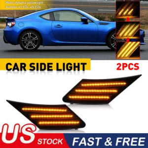 2x Dynamic Flowing LED Side Marker Turn Signal Lights For Subaru BRZ Scion FRS - Picture 1 of 10