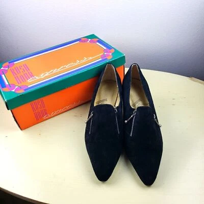 Women's Vintage Rush Hour Zipper Black Suede Short Heel Pumps Size 6.5B - Image 1 of 4