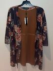 Nwt Womens Catherine Malandrino Floral Faux Leather Open Jacket Plus Size 1X