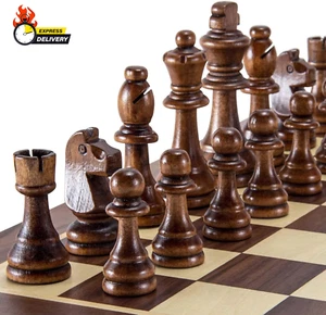 Wooden Chess Pieces Only, Tournament Staunton Wood Chessmen with 3.5 Inches King - Picture 1 of 12