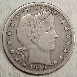 1909-S Barber Quarter, Fine 0620-48 - Foto 1 di 2