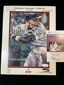 CRAIG BIGGIO Signed Picture 1938th HIT Opie Otterstad Astros Stadium Promo AUTO - Picture 1 of 9