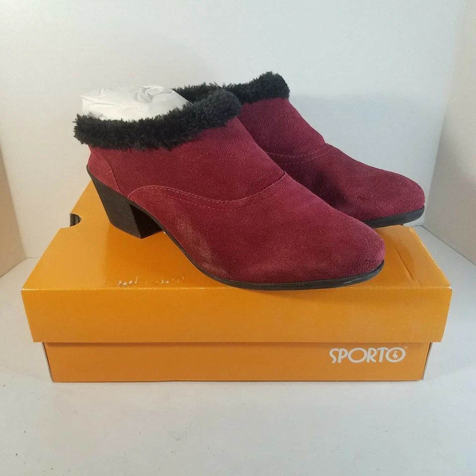 Zapato Botín Mula Sporto Nan Cuero Vino Gamuza y Piel Sintética Negro Talla 10W Foto 1 de 4