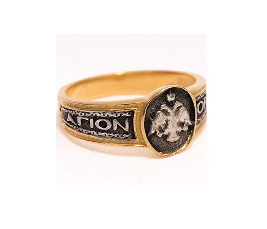 Anello bizantino ortodosso tradizionale Monte Athos in argento sterling 925 p... - Immagine 1 di 1