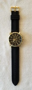 FMD Huge 52mm Men's Gold Tone Watch FMDXEG023 Black Rubber Band 7-9" New Battery - Picture 1 of 4