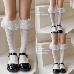 JK Lace Knee High Socks for Kids Girls Cotton MidCalf Socks for School Uniform - Picture 1 of 14