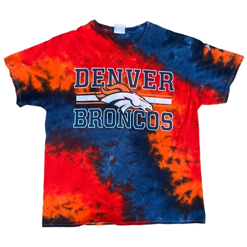 Denver Broncos Football Tie Dye T-Shirt Licensed NFL Team Apparel Adult No Size Cover