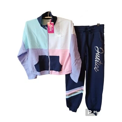 Justice Girls 12/14 Colorblock Jogger Set-Zip Frontal-Lentejuelas-Multicolor Foto 1 de 4