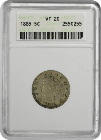 1885 Liberty Nickel VF20 ANACS Cover