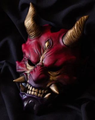 Shuten-dōji Oni Mask – Japanese Demon Cosplay Mask – Red Oni Yokai - Image 1 of 4