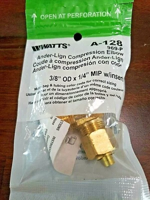 WATTS Ander-Lign Compression Elbow 3/8" OD x 1/4" MIP with Insert A-128       S1 - Image 1 of 4