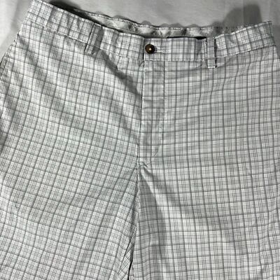 Greg Norman Hombres Blanco Gris Cuadros Poliéster Frente Plano 10" Golf Pantalones Cortos - Talla 34 Foto 1 de 4