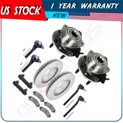 Fit For 1997-2001 Oldsmobile Bravada Tie Rod Wheel Hub Bearing Brake Rotors - Image 1 of 4