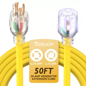 30A 125/250V 3750W Generator Power Extension Cord/Adapter L14-30P / L14-30R 50ft - Picture 1 of 9