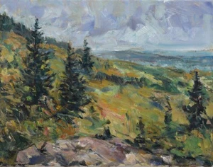 Kunst Original Ölgemälde RM Mortensen "Smokey Mountains Off Road" Landschaft - Bild 1 von 1