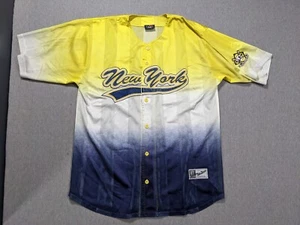 Vintage Arctic New York Trikot XL gelb blau Streewear 90er Mesh Streifen NYC - Bild 1 von 12