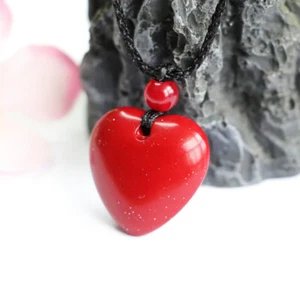Cinnabar Heart Pendant Charm Necklace Energy Natural Men Stone Jewelry Man - Bild 1 von 10