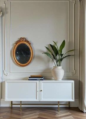 Miroir ovale cadre ancien style Louis XVI bois stuc doré d'origine 52x37 cm S804 - Photo 1/4