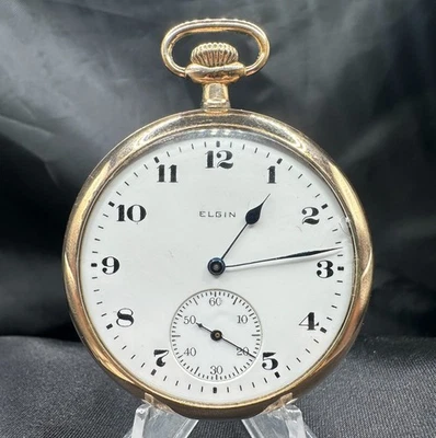 Reloj Bolsillo Wadsworth 1919 Elgin Grado 303 Modelo 3 12s 7j Lleno de Oro Funciona Foto 1 de 4