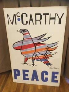 Ben Shahn McCarthy PEACE 1968 poster originale d'epoca litografia arte a bordo - Foto 1 di 3