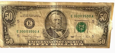 1990 Trinary Fifty  Misaligned Repeater Fancy Serial 30003500 - Image 1 of 4