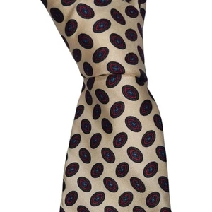 Corbata de seda vintage Robert Talbott para hombre crema geométrica diseñador corbata usada en excelente estado - Imagen 1 de 3