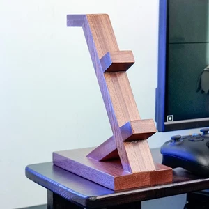 Gamer's Essential Wooden Controller Holder with Integrated Headphone Rack - Picture 1 of 3