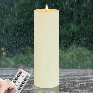 4" x 12" Flameless LED Waterproof Remote Pillar Candles, Timer Battery Operated - Picture 1 of 3