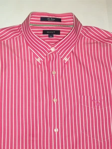 GANT The Breton Mens Long Sleeved Shirt in Pink with White Stripes Size 2XL - Picture 1 of 9