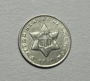 1851-O Three Cent Silver - Nice Better Date Trime; V012 - Picture 1 of 4
