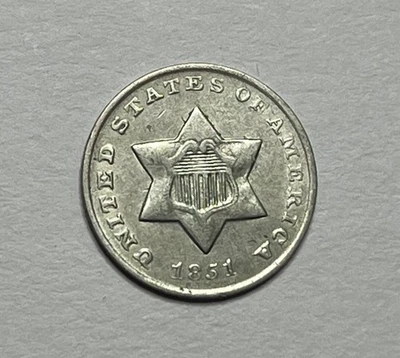 1851-O Three Cent Silver - Nice Better Date Trime; V012 - Image 1 of 4